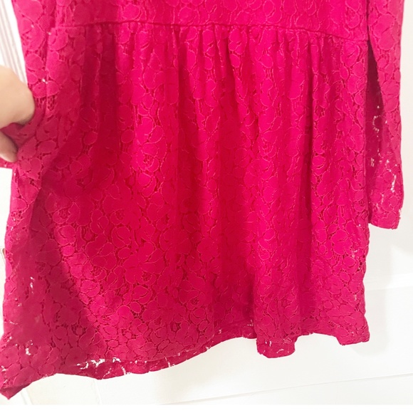 H&M Girls Red Lace Lined Dress Long Sleeves Size 8-10 yrs - Picture 2 of 6